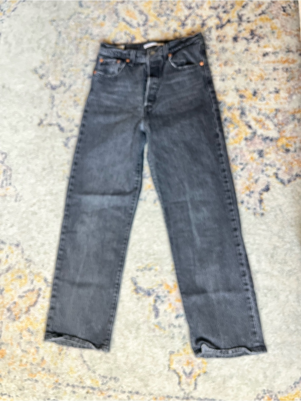 Levi's High-Rise Straight Jeans in Washed Black